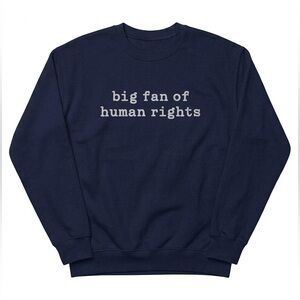 Human Rights Statement Crewneck Sweater- Navy Blue XL